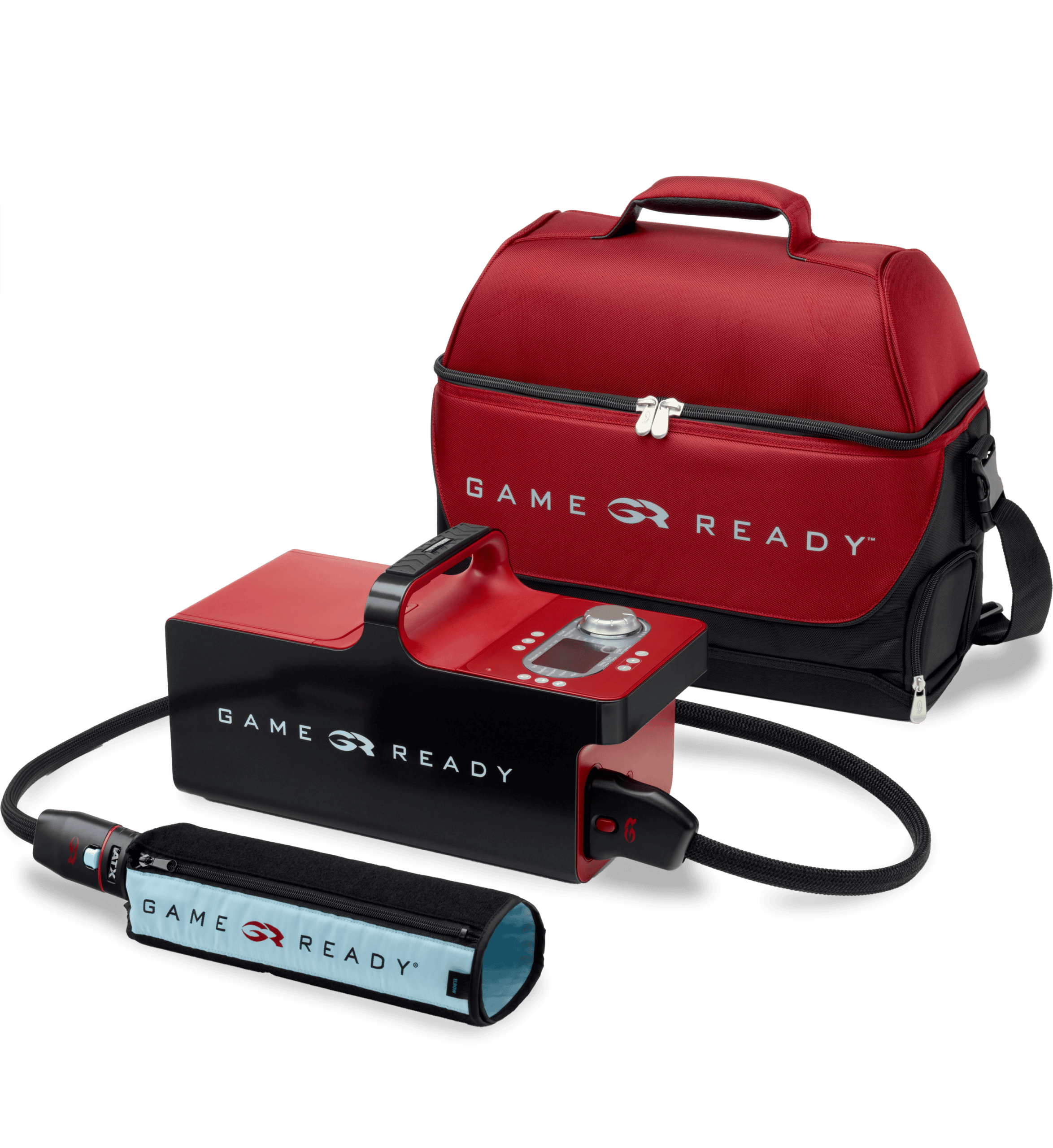 GameReady-010411-40243-2-sportmedplus Tasche, Steuereinheit und Manschette des Game-Ready Sytems.